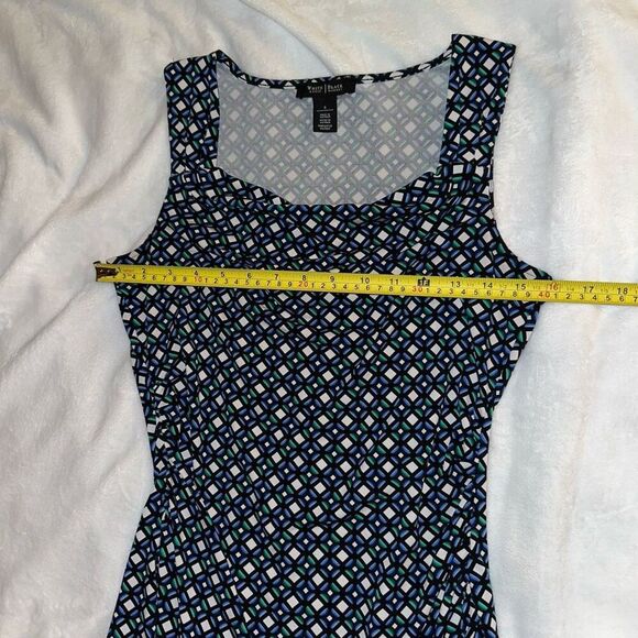 WHBM Women’s Tank Top Blouse Black Green Blue White Pattern Small EUC - Picture 7 of 9
